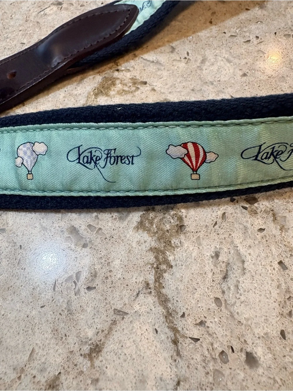 Vineyard Vines Men’s Mint Green Printed Belt with Dark Leather Trim
